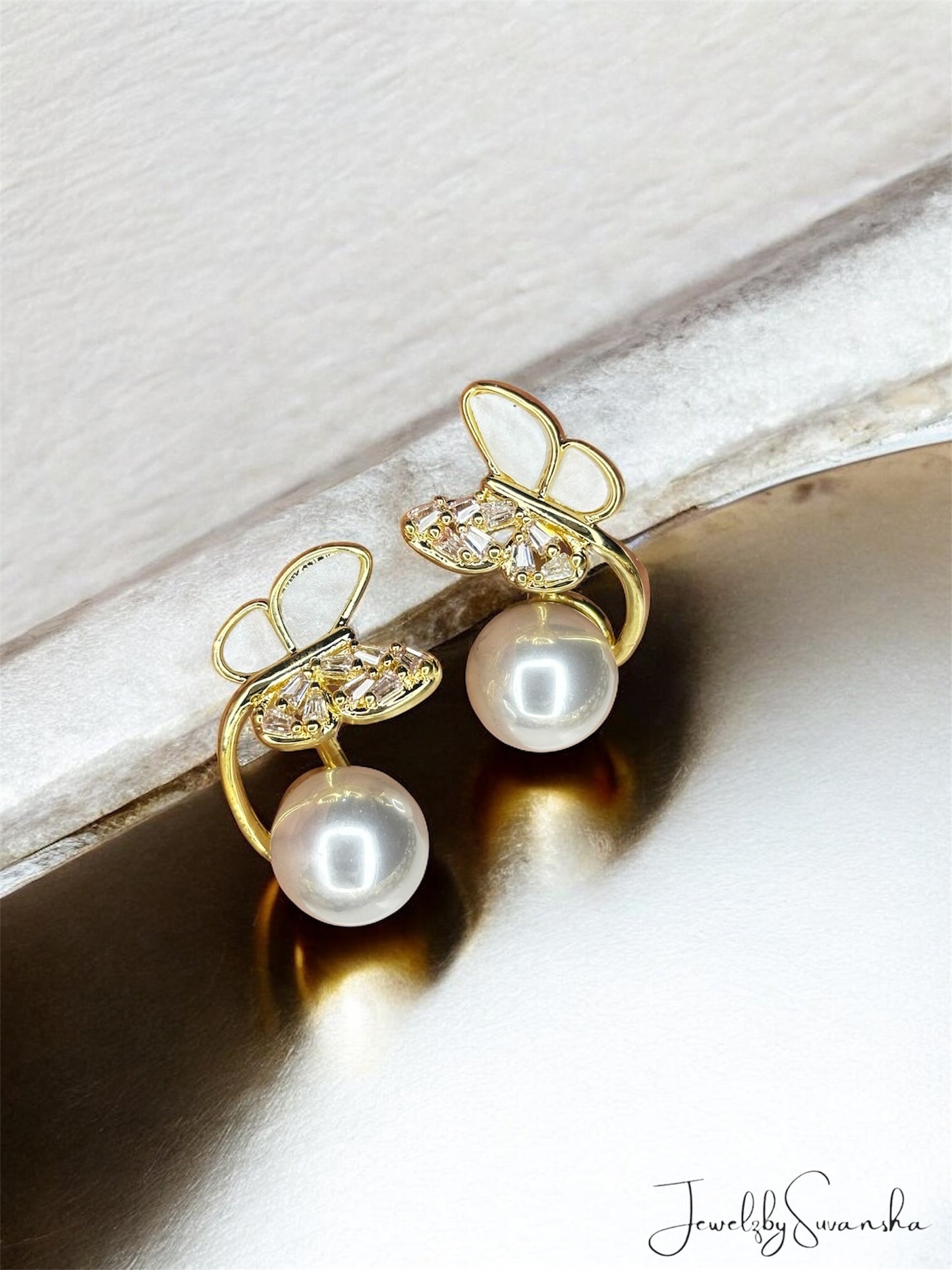 Butterfly Pearl Earrings
